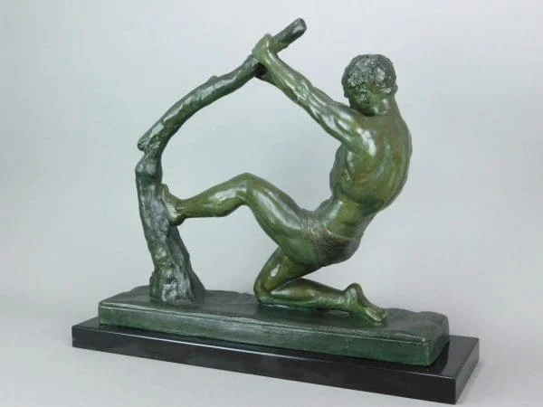 Art Deco Sculpture by J. De Roncourt – Bending Tree man - Image 7