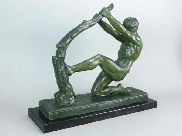 Art Deco Sculpture by J. De Roncourt – Bending Tree man - Image 8