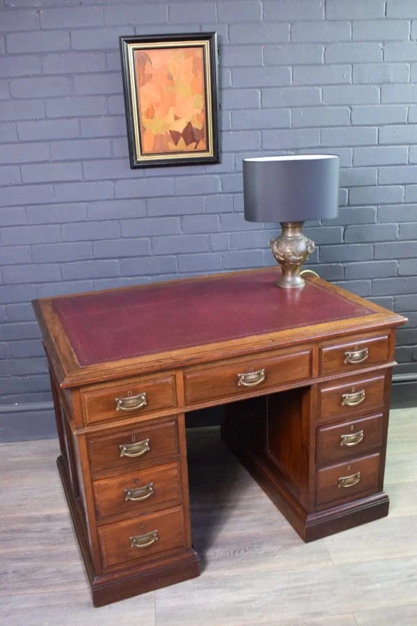 Mahogany Panelled Pedestal Desk - Image 9