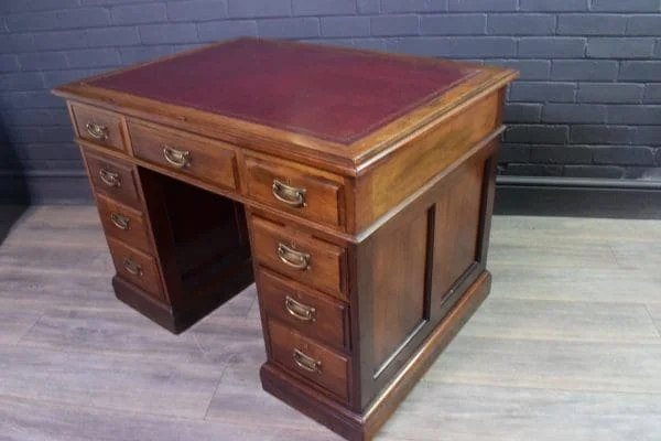 Mahogany Panelled Pedestal Desk - Image 11