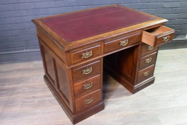 Mahogany Panelled Pedestal Desk - Image 2