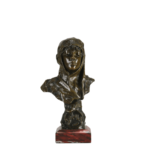 Art Nouveau Bronze Bust "Dalila" by Emmanuel Villanis