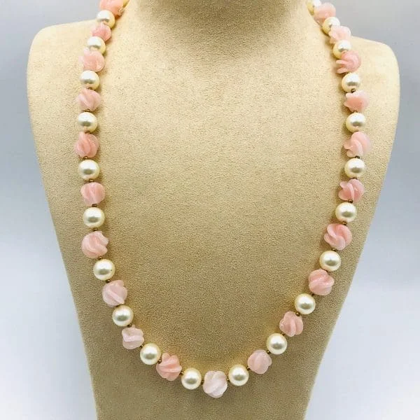 Louis Rousselet Pink Swirl Bead and Pearl Necklace - Image 4