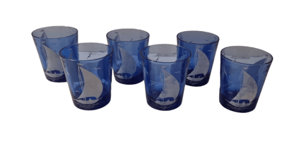 Sailing Boat Cocktail set in Cobalt Blue Hazel-Atlas - Image 5