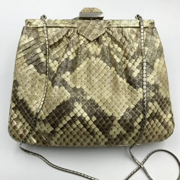 Vintage Judith Lieber Python Crossbody Handbag - Image 2