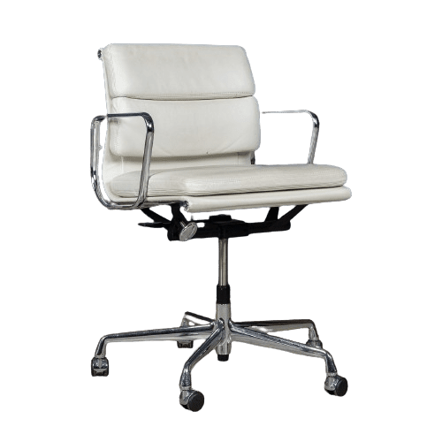 EA217 Eames Chair in White "Snow" Leather by Vitra, of Recent Manufacture