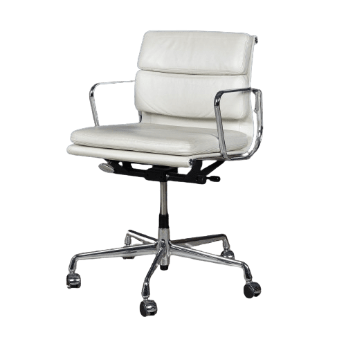 EA217 Eames Chair in White "Snow" Leather by Vitra, of Recent Manufacture