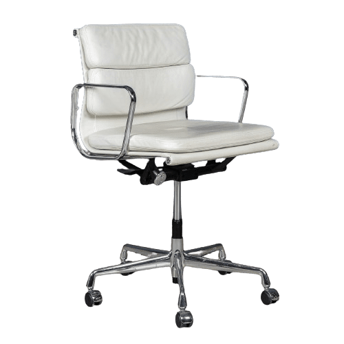 EA217 Eames Chair in White "Snow" Leather by Vitra of recent manufacture