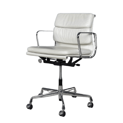 EA217 Eames Chair in White "Snow" Leather by Vitra of recent manufacture