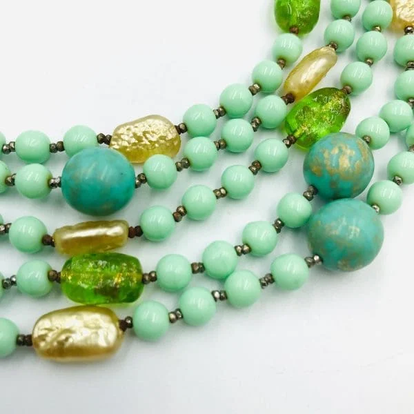 Vintage Louis Rousselet Green Bead Necklace Circa 1940s - Image 5