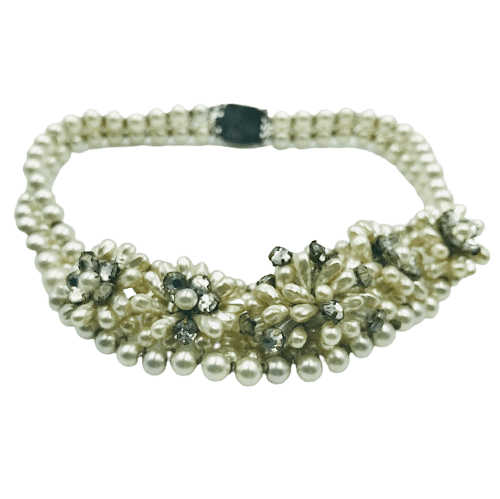 Vintage Louis Rousselet Glass Pearl and Paste Choker Necklace Circa 1940s