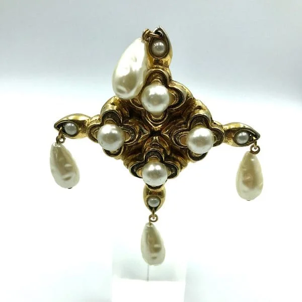 Vintage Charlie Laure Byzantine Cross Brooch 1970s - Image 4