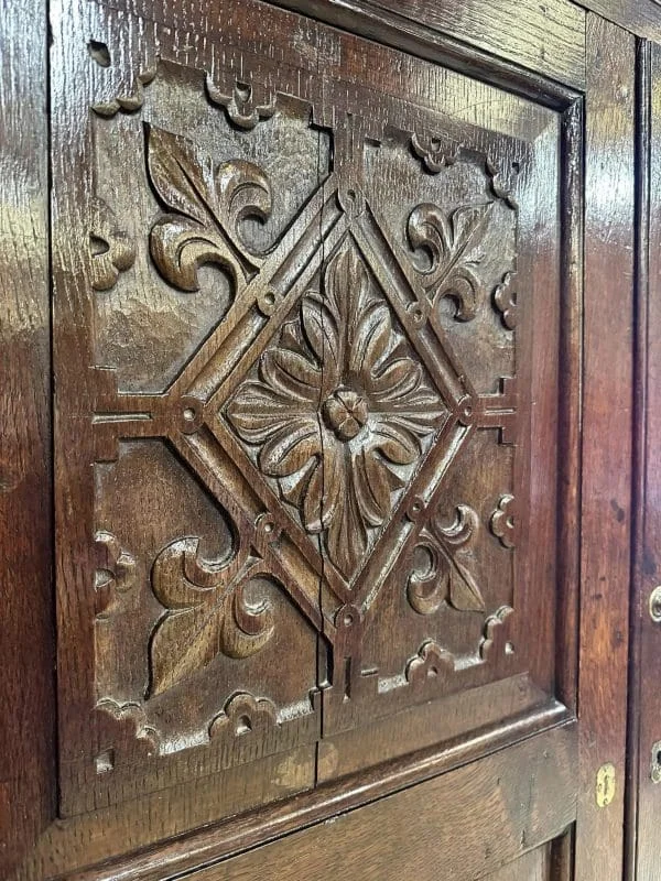 Early 19th Century Carved Oak Tack Cupboard - Image 6