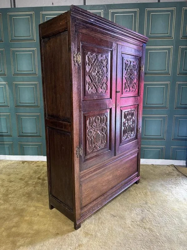 Early 19th Century Carved Oak Tack Cupboard - Image 3