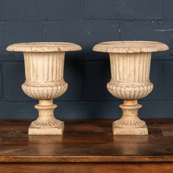 Pair of Edwardian Cast Iron Garden Urns, England Circa 1910 - Image 2