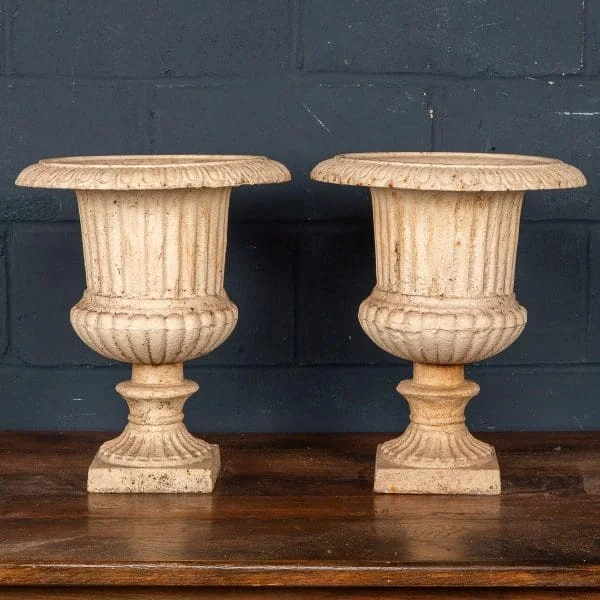 Pair of Edwardian Cast Iron Garden Urns, England Circa 1910 - Image 5