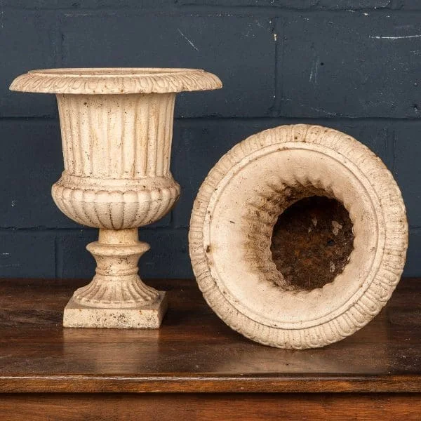 Pair of Edwardian Cast Iron Garden Urns, England Circa 1910 - Image 7