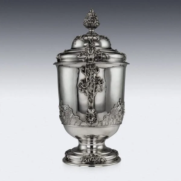 Edwardian Monumental Solid Silver Cup and Cover by Hancock & Co, London 1907 - Image 6