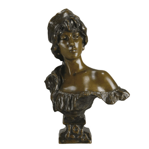 Art Nouveau Bronze Bust "Lola" by Emmanuel Villanis