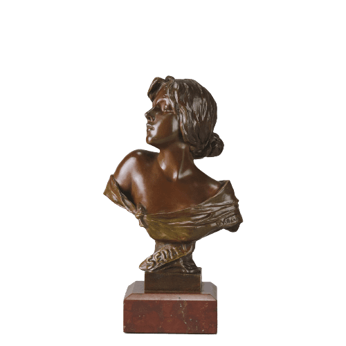 Late 19th Century French Bronze Bust "Seule" by Emmanuel Villanis