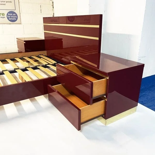 Eric Maville Burgundy Double Bed And Bedside Tables Circa 1970s - Image 10