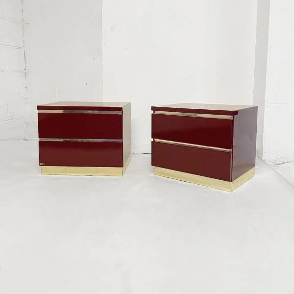 Eric Maville Burgundy Double Bed And Bedside Tables Circa 1970s - Image 12