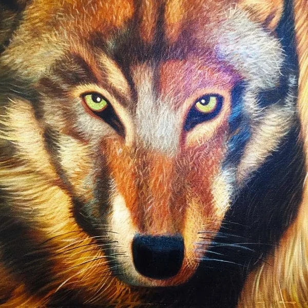 Midcentury Wolves Painting By Eric Scott, Oil On Canvas - Image 3