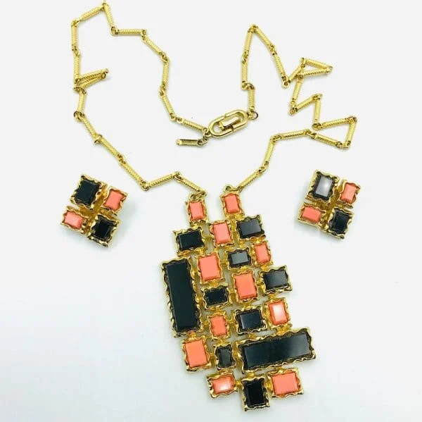 Vintage D’Orlan Modernist Necklace and Earring Set Circa 1960s - Image 2