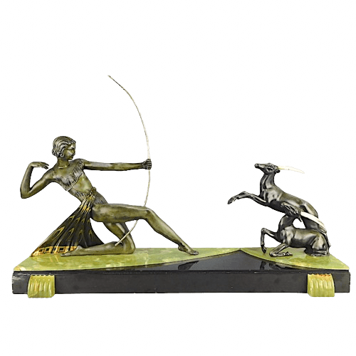 French Art Deco Sculpture Diane the Huntress by Uriano