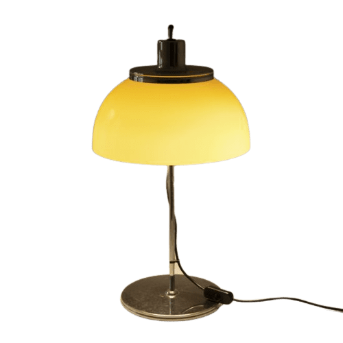Midcentury Harvey Guzzini Faro Table Lamp with Yellow Acrylic