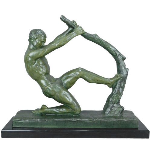 Art Deco Sculpture by J. De Roncourt – Bending Tree man