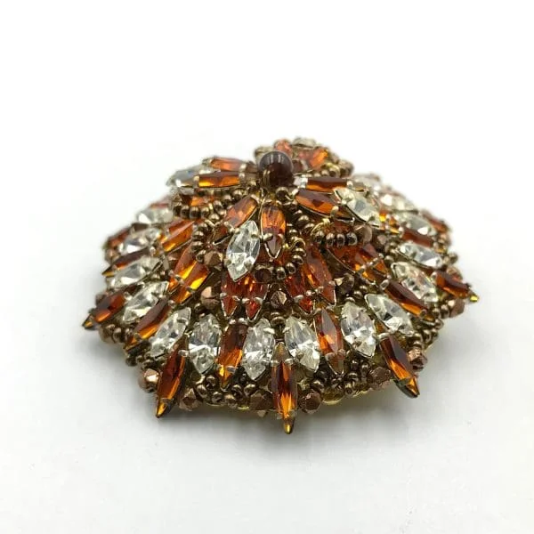 French Louis Rousselet Topaz and Clear Paste Brooch - Image 3