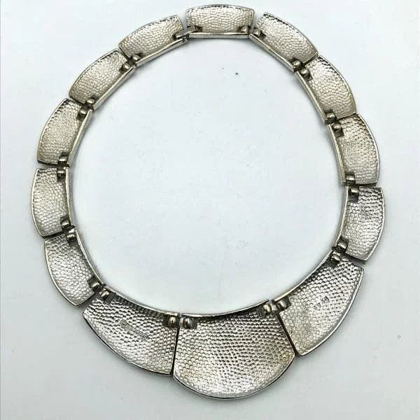 Vintage Boucher Textured Silver Tone Collar Necklace Circa 1960s - Image 8