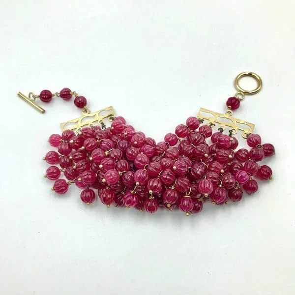 Vintage Natural Ruby Melon Bead Bracelet - Image 7