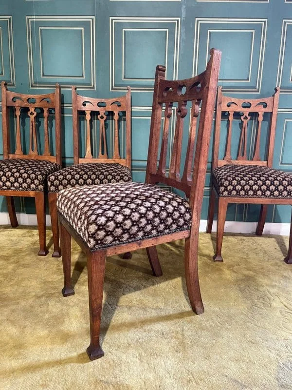 Four Oak Art Nouveau Dining Chairs