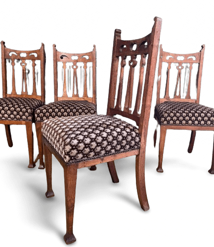 Four Oak Art Nouveau Dining Chairs