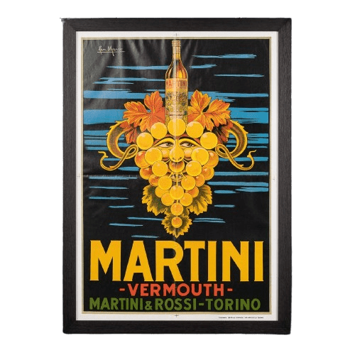 Framed Advertising Poster for Martini, Italy Circa 1970