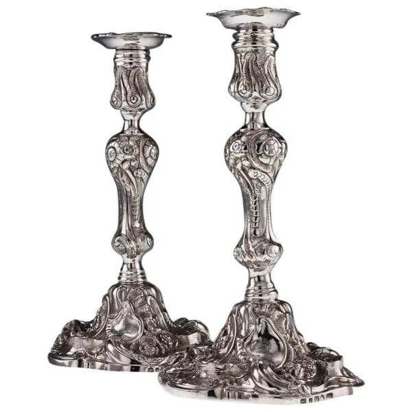 Georgian Pair of Solid Silver Candlesticks, by Edward Farrell London 1815 - Image 2