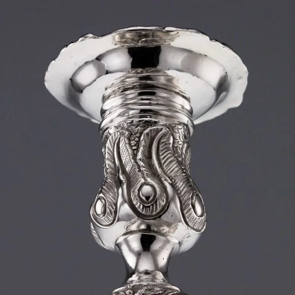 Georgian Pair of Solid Silver Candlesticks, by Edward Farrell London 1815 - Image 11