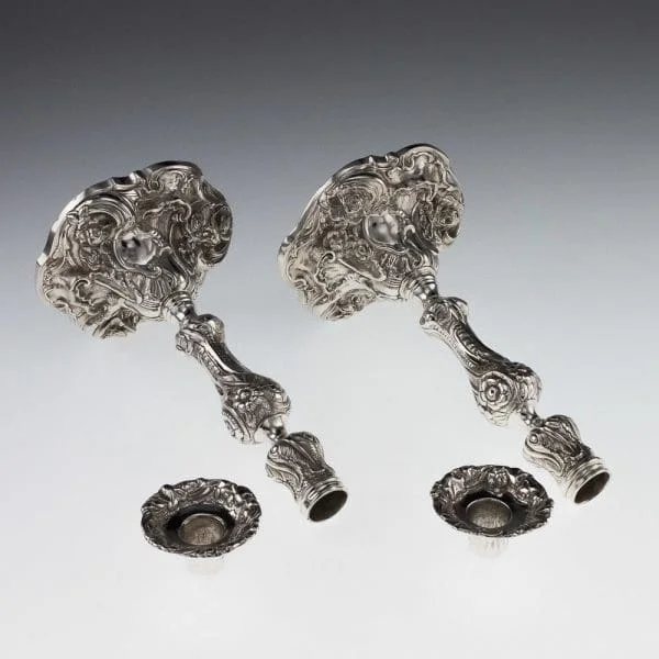 Georgian Pair of Solid Silver Candlesticks, by Edward Farrell London 1815 - Image 7