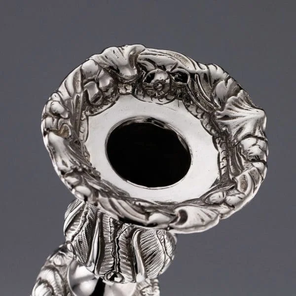 Georgian Pair of Solid Silver Candlesticks, by Edward Farrell London 1815 - Image 9