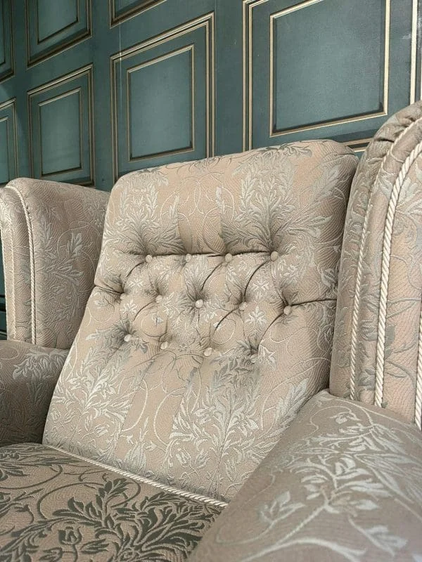 Green Upholstered Wing Back Arm Chair - Image 6