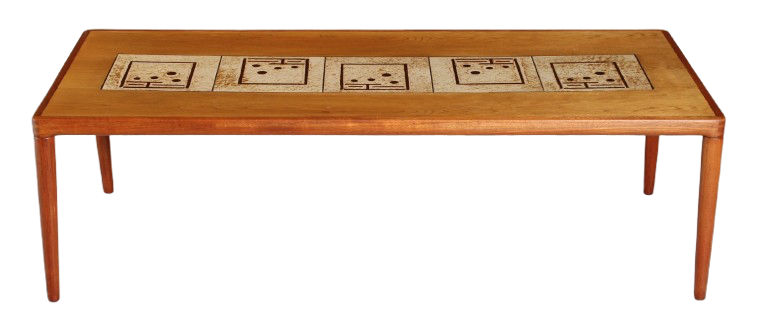 Danish Mid-Century Teak Coffee Table with a Tile Inlays by HW