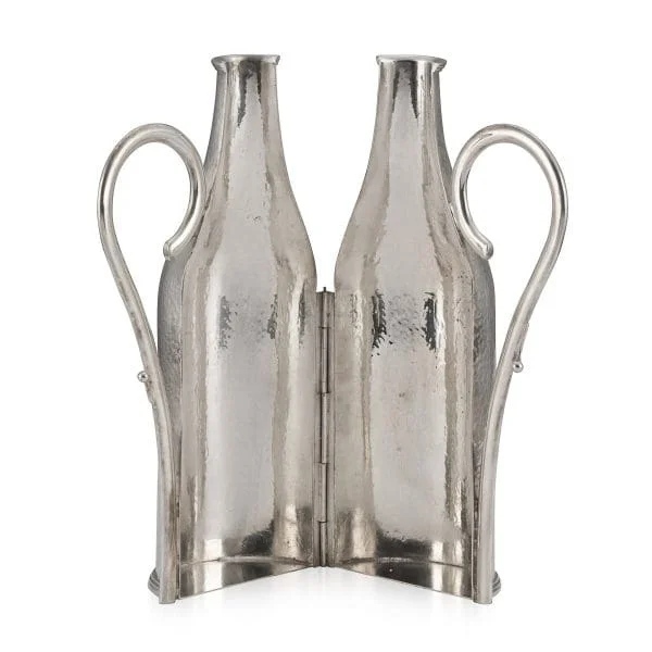 Hammered Effect Wine Bottle Holder in Silver Plate by Mappin & Webb, England Circa 1930 - Image 3