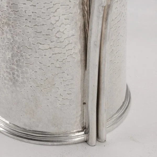 Hammered Effect Wine Bottle Holder in Silver Plate by Mappin & Webb, England Circa 1930 - Image 5