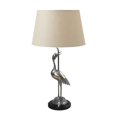 Vintage Heron Chrome & Brass Table Lamp circa 1970s