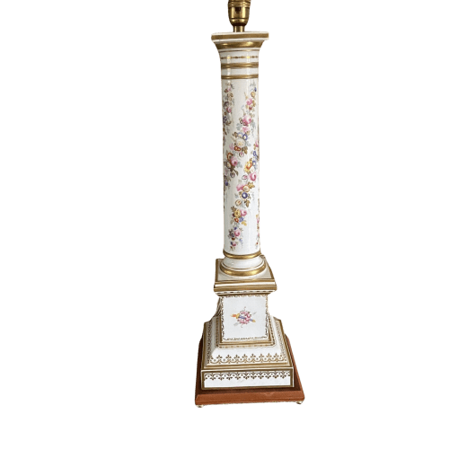 Early 20th Century Ceramic Corinthian Column Table Lamp