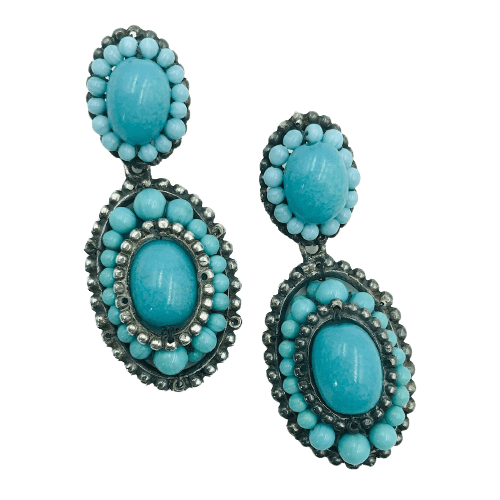 Louis Rousselet Turquoise Glass Drop Earrings