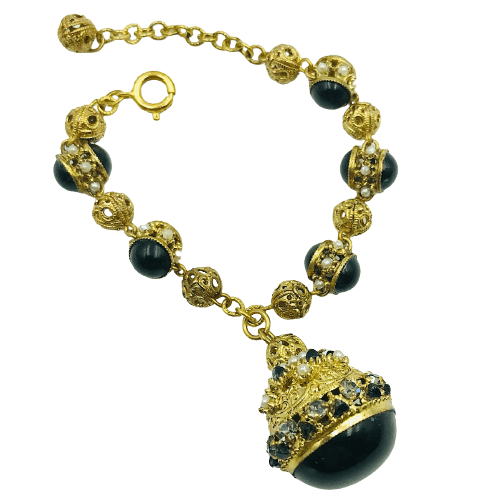 Vintage Onyx Bracelet by Robert Goossens for Chanel Circa 1950s