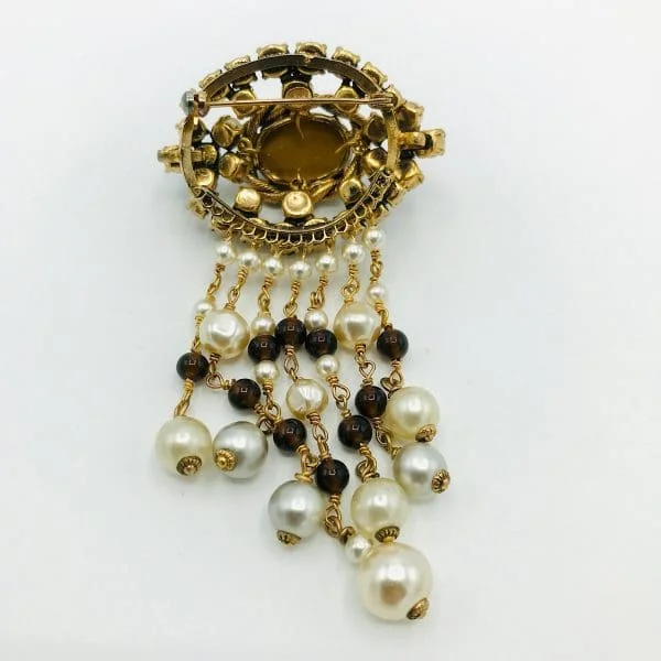 Kleinert Glass Amber Bead Tassel Brooch - Image 4